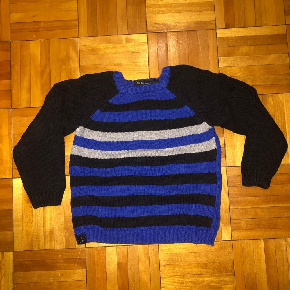 Calvin Klein Jeans Blue and Black Striped Sweater